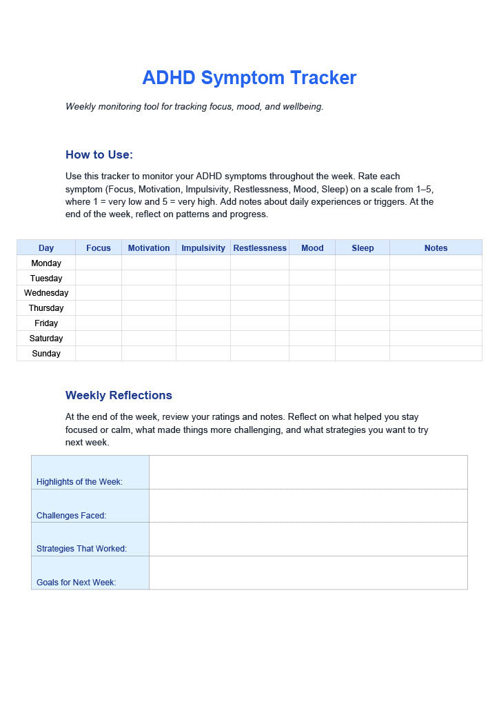 ADHD symptom tracker