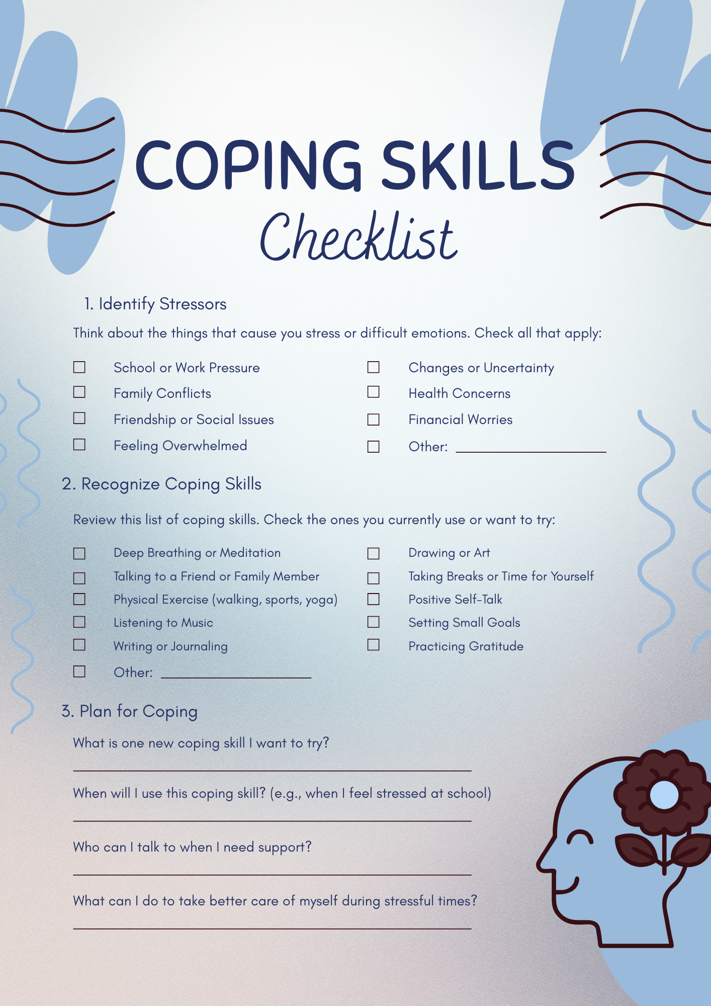 Coping skills checklist