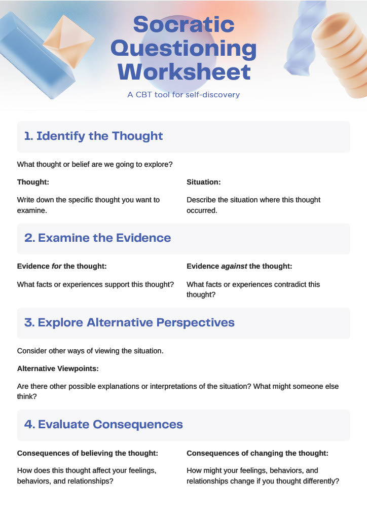CBT Socratic questioning worksheet